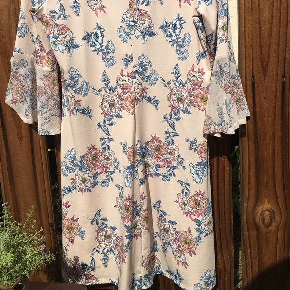 PerSeption Concept Floral Flared Sleeves Dress M - Picture 4 of 6